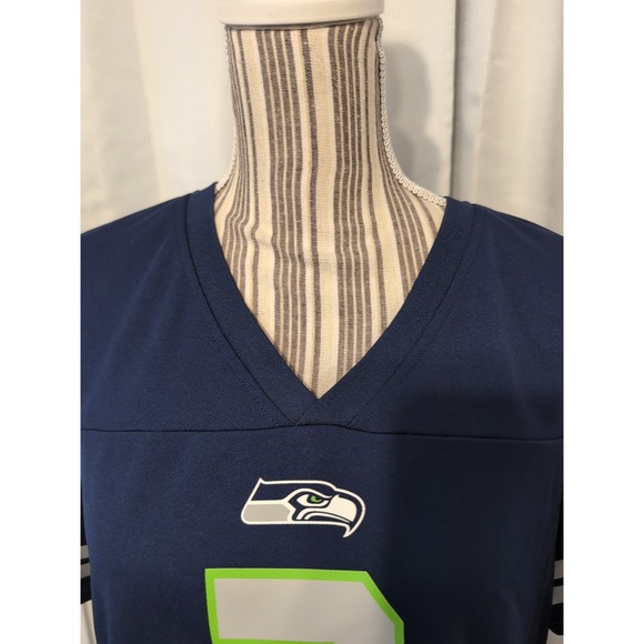 Seattle Seahawks Nike Women Shirt Large Blue Russell Wilson #3 NFL Short Sleeve - Picture 8 of 11